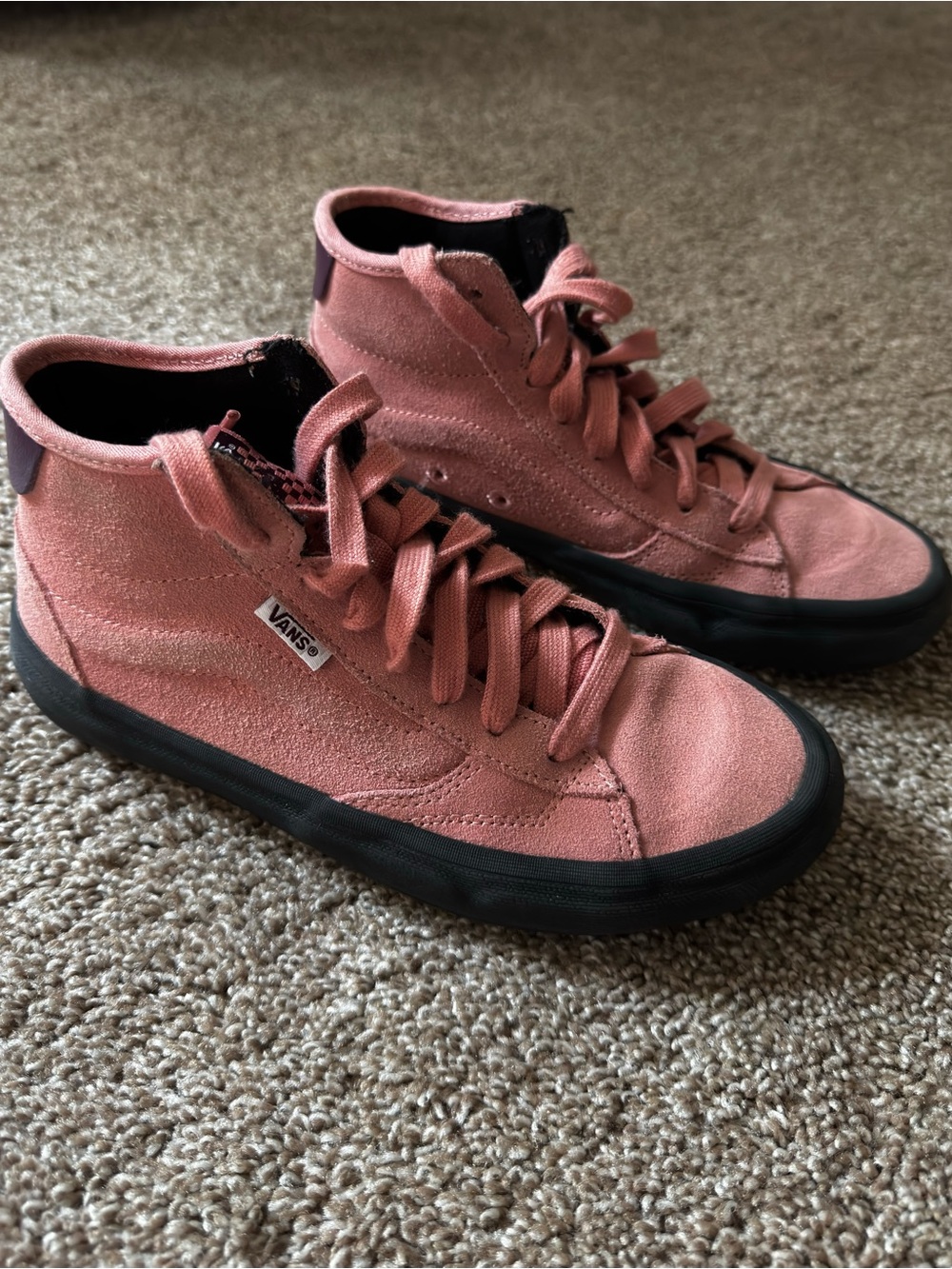 Vans Pink and Black High-Top Sneakers